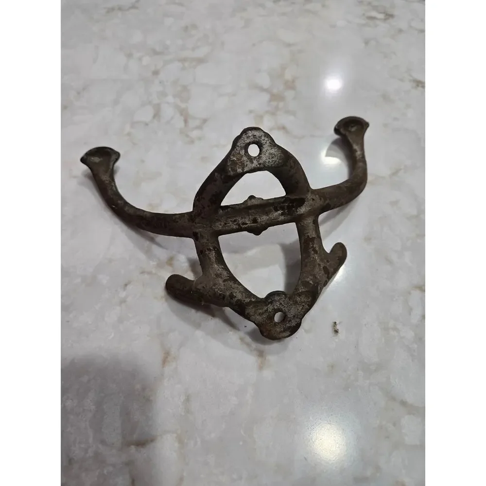Antique Wall Mounted Cast Iron Dual Coat Hook & Hat Hall Tree Hanger Victorian